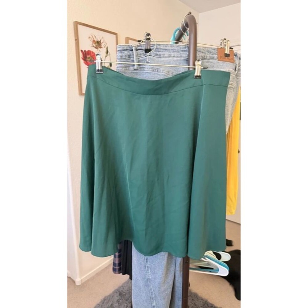 Dark Green High Waist Skater Skirt 3XL